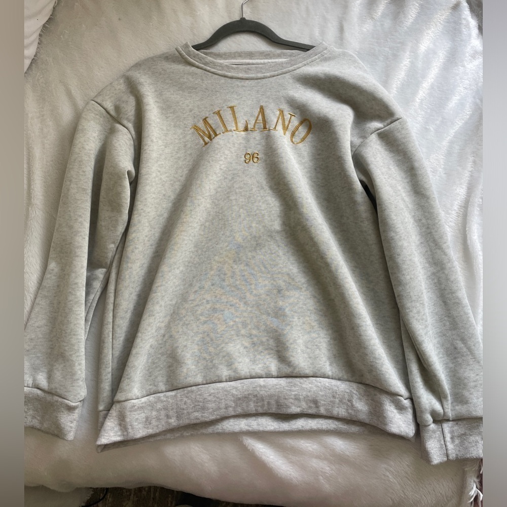 SHEIN EZwear Letter Embroidery Thermal Lined Sweatshirt Size L